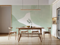 An artistic soft focus mural on minimalist wallpaper.