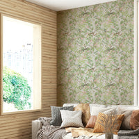 Floral and leaf wallpaper mural bringing a peaceful vibe.

