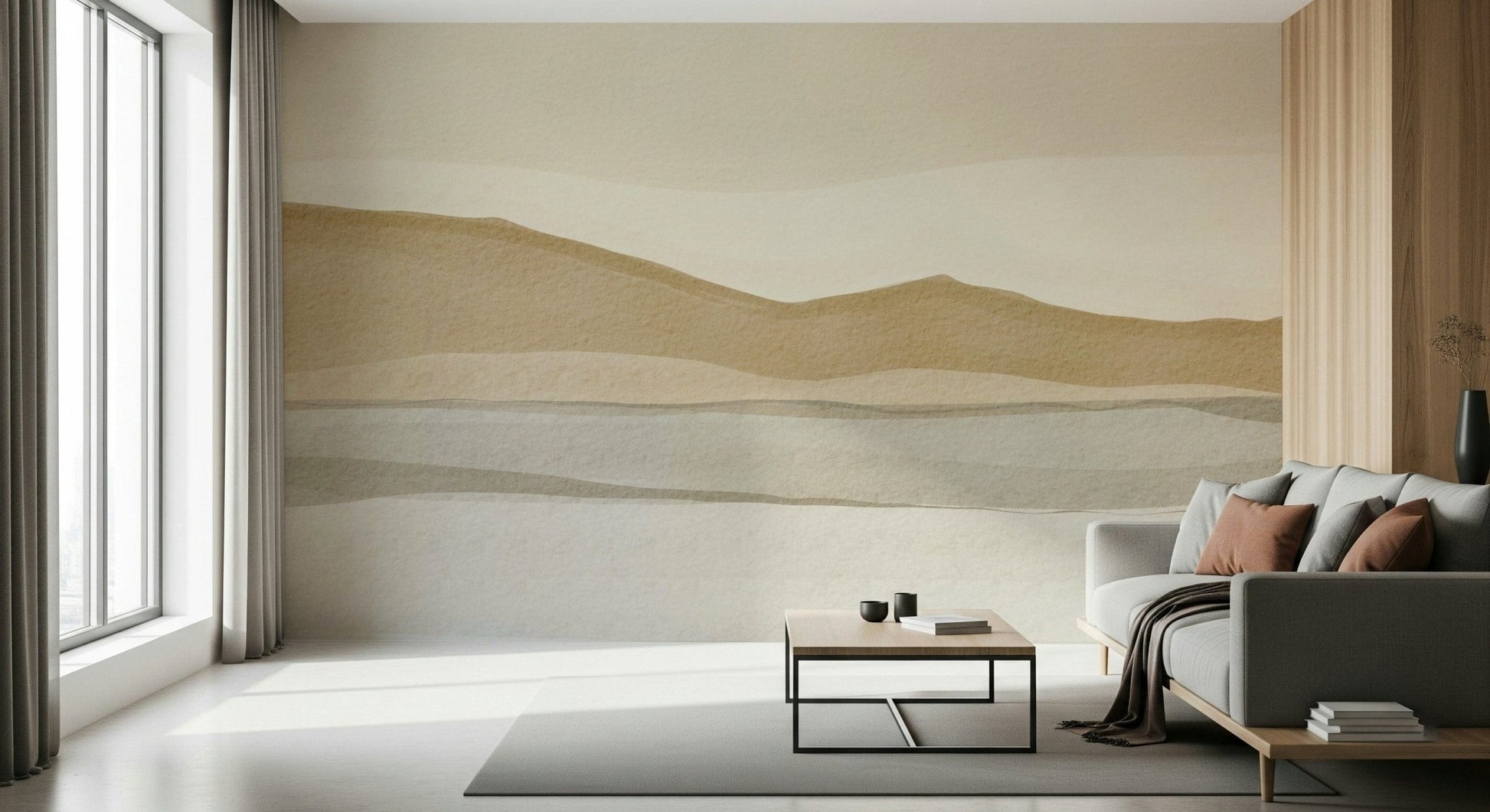 Calming neutral colored Serene Sandscape wallpaper for quiet spaces.