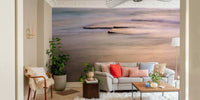 A calming water movement wallpaper mural that defines a space.

