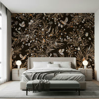 Soft, soothing wall mural of songbirds and blossoms in natural harmony.