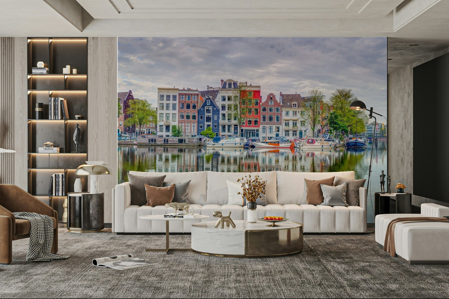 Peaceful Amsterdam wall mural with tranquil water

