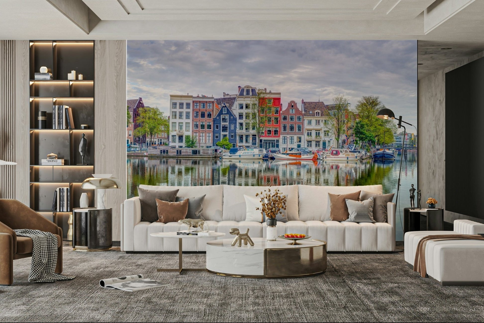 Peaceful Amsterdam wall mural with tranquil water

