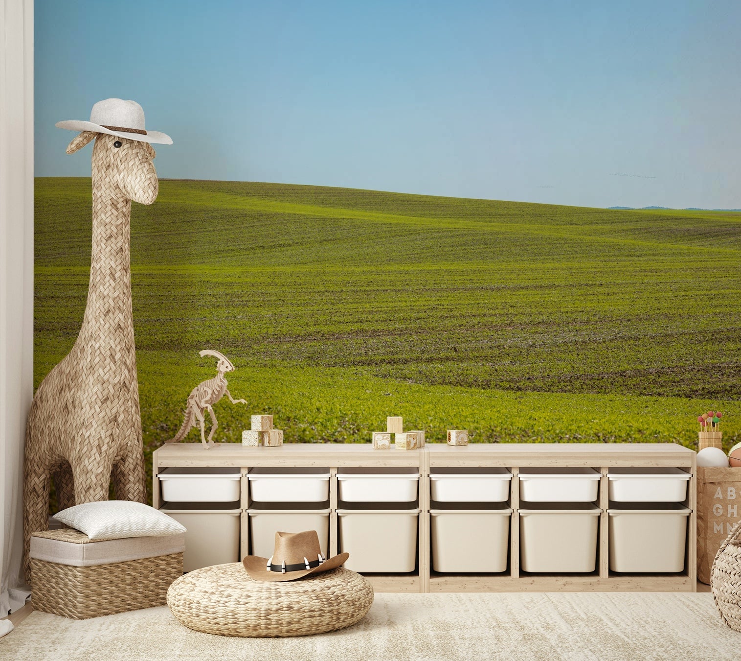 Wide open field wall mural

