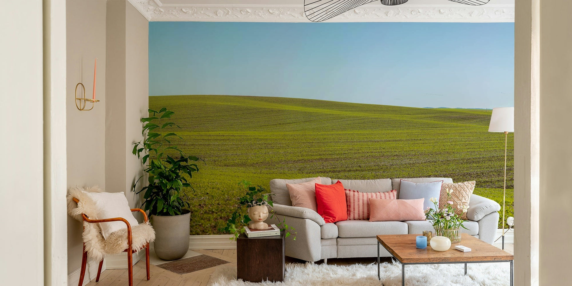 Green landscape mural for walls

