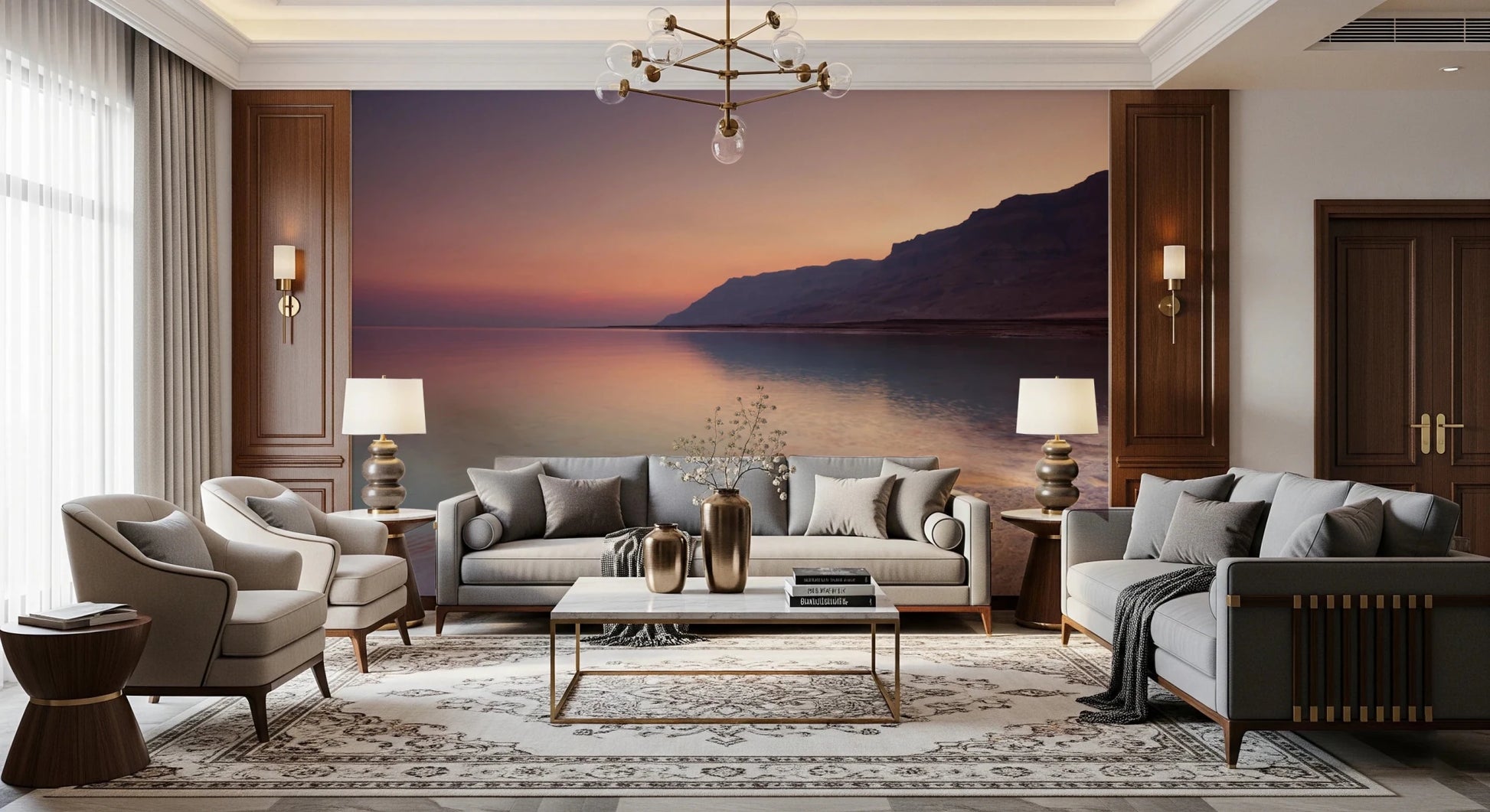Serene Sunset Shoreline Wall Mural