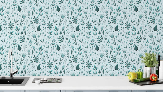 Serene Teal Garden Tapete