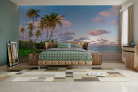 Coastal sunset mural wallpaper for peaceful interiors.

