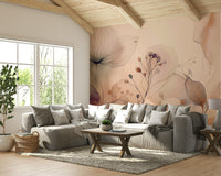 Scenic wallpaper with cartoon shapes and colors

