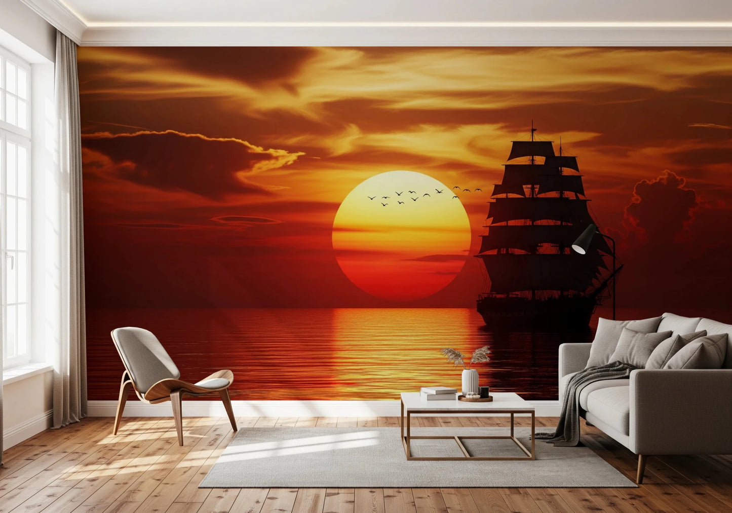 Setting Sun Sail Wall Mural