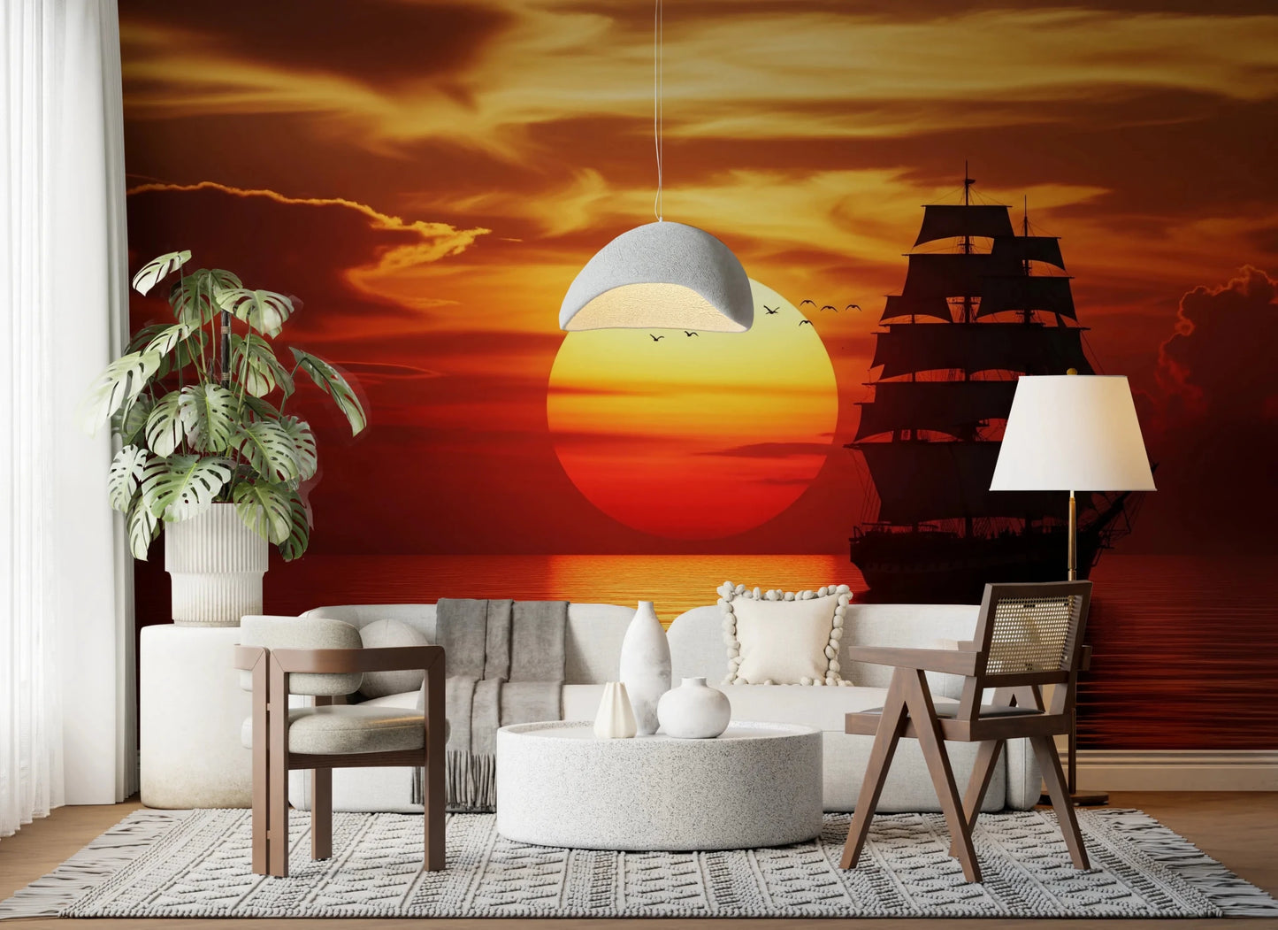 Setting Sun Sail Wall Mural