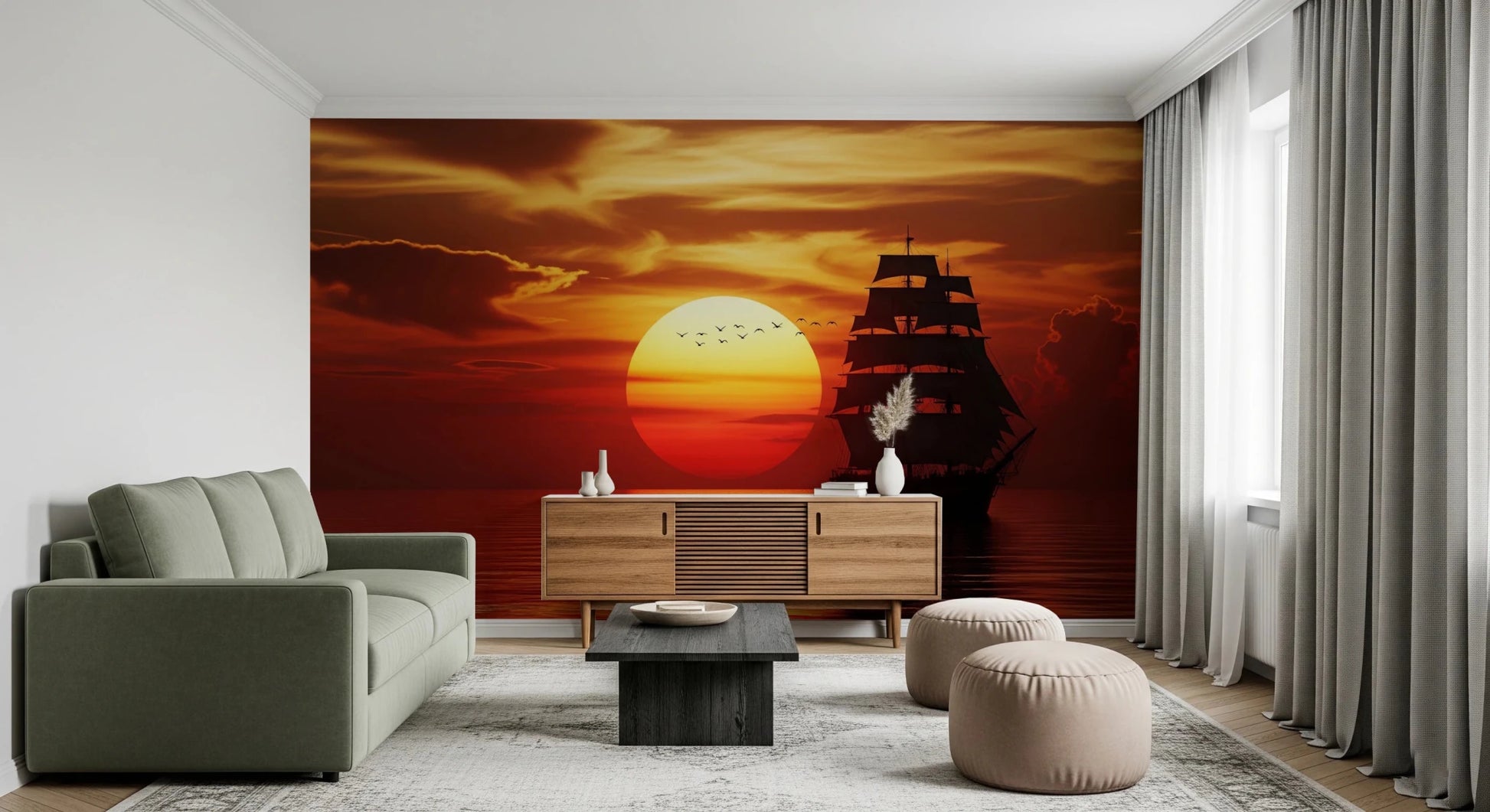 Setting Sun Sail Wall Mural