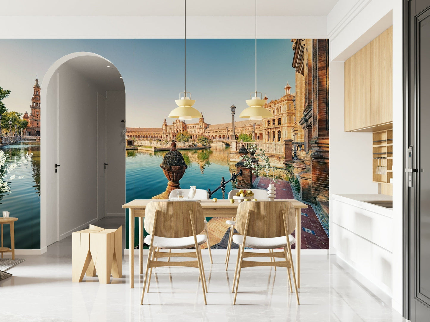 Seville Serenity blue sky horizon peel and stick wallpaper.