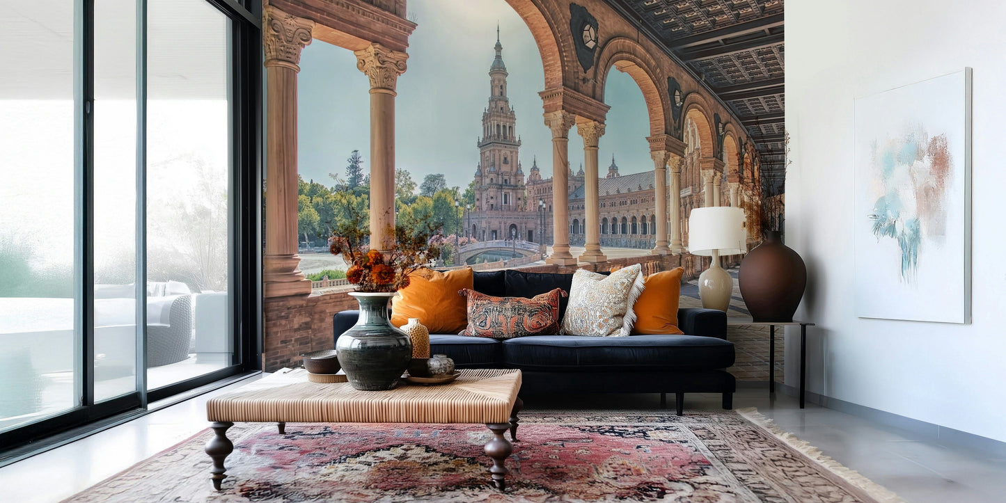 Historic Spanish landmark Plaza España: Timeless View Wall Mural wallpaper.