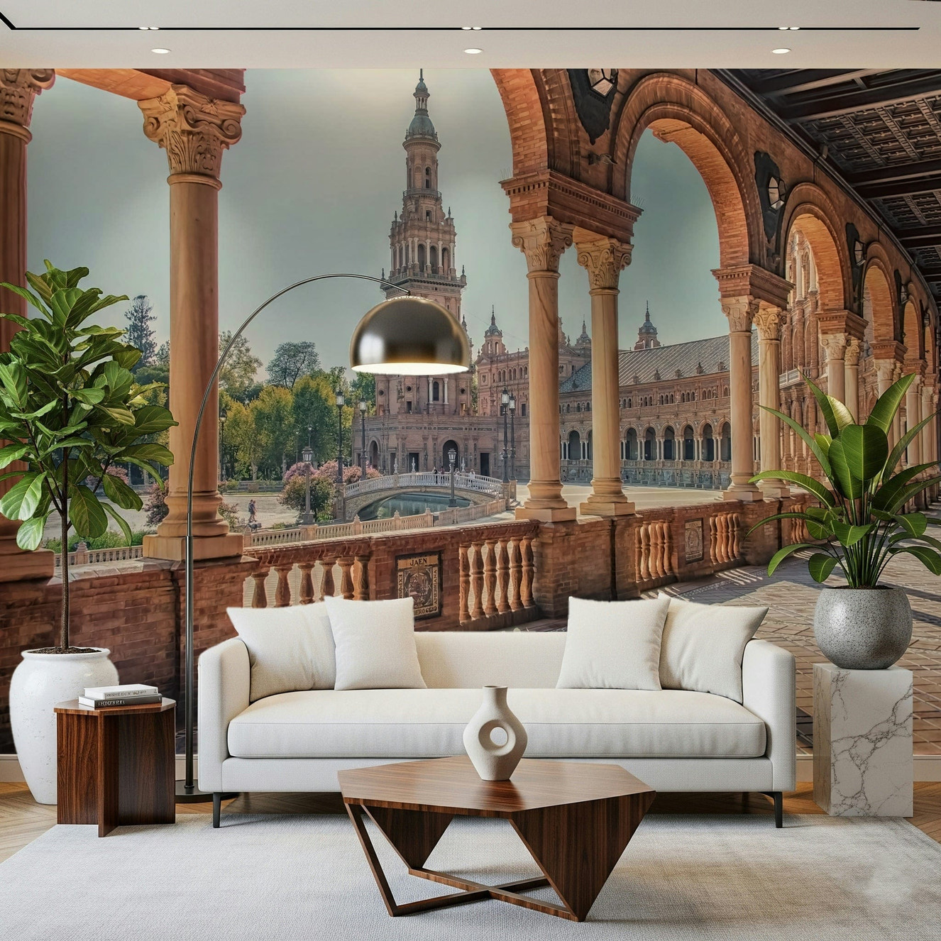 Plaza España: Timeless View Wall Mural Seville architecture wallpaper mural.