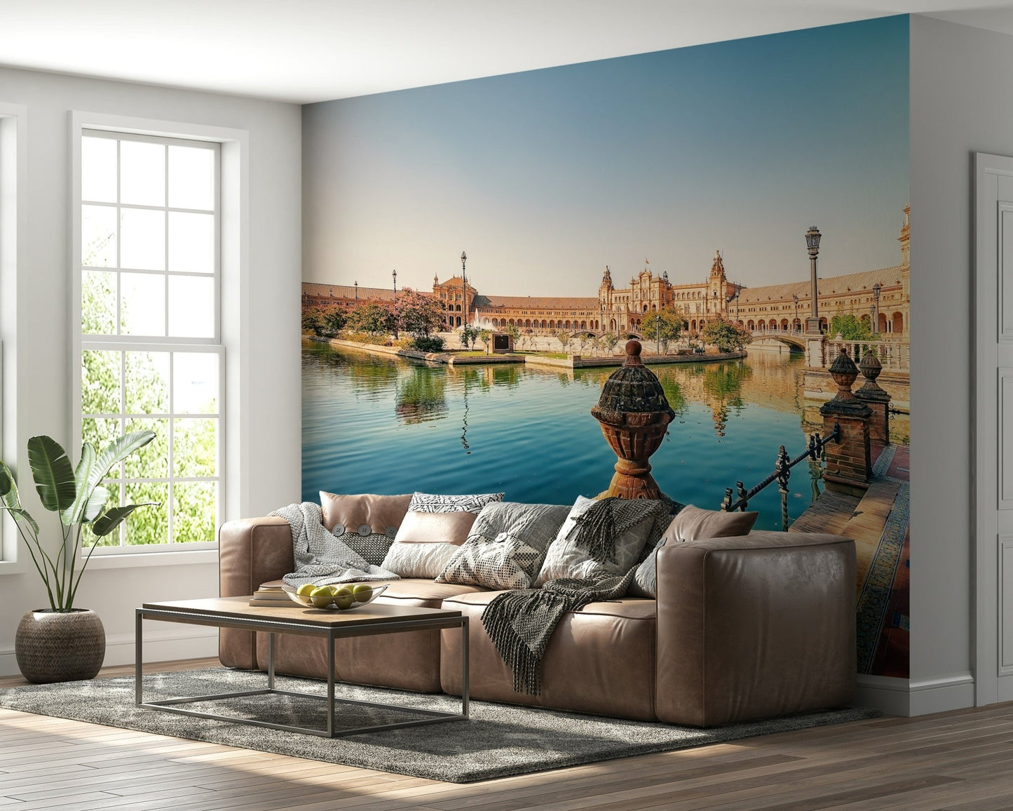 Seville Serenity majestic palace facade wallpaper mural stone textures.