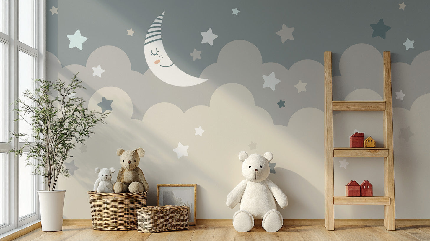 Moon and stars wallpaper for a cozy vibe