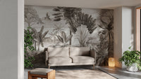 Shooter sitting jungle scene mural for captivating interiors.
