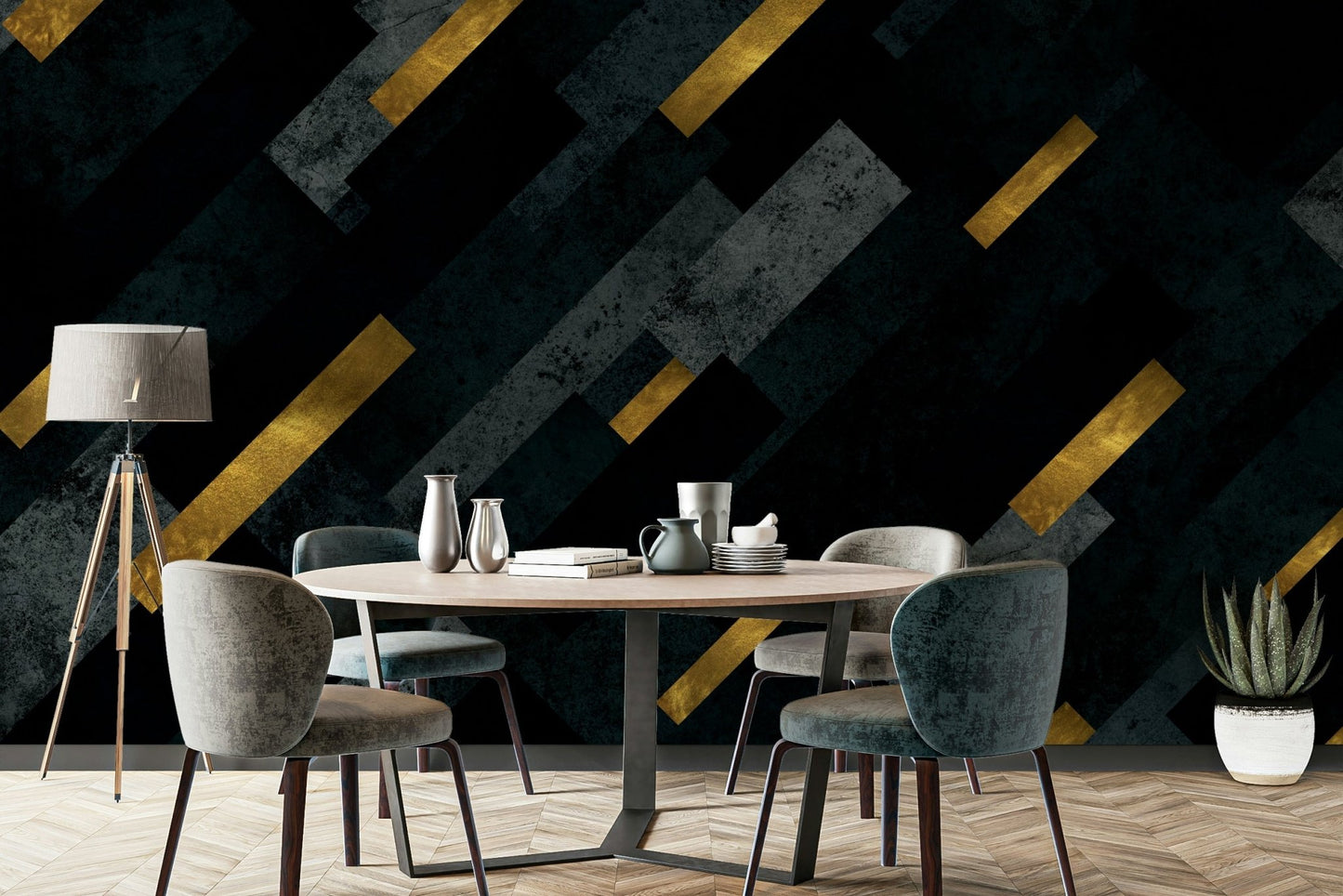 Shooting stars wallpaper mural creating a peaceful atmosphere

