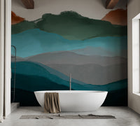 Watercolor Abstract Highland Mural - Giffywalls