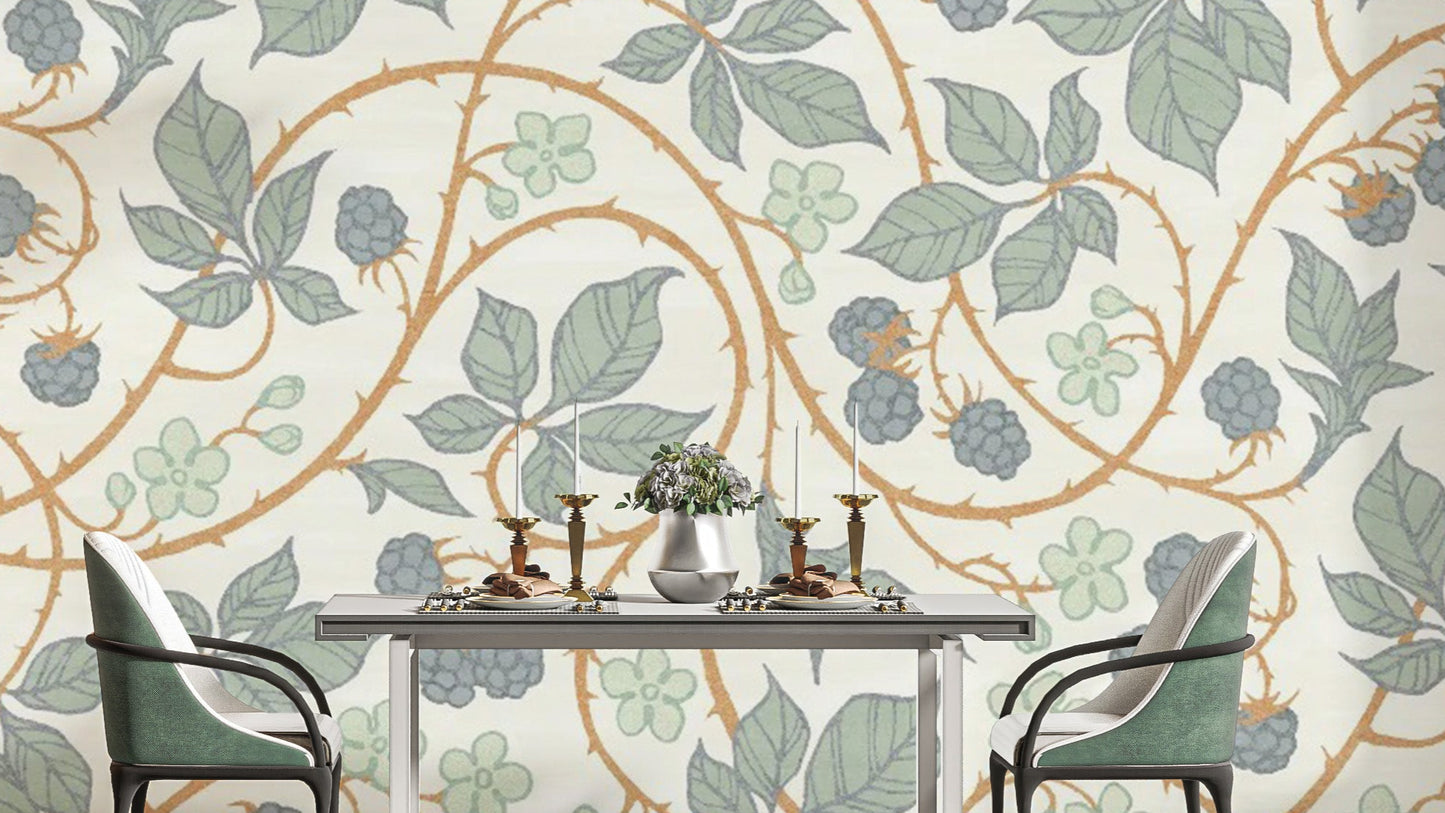 Trendy blackberry leaves wallpaper for walls

