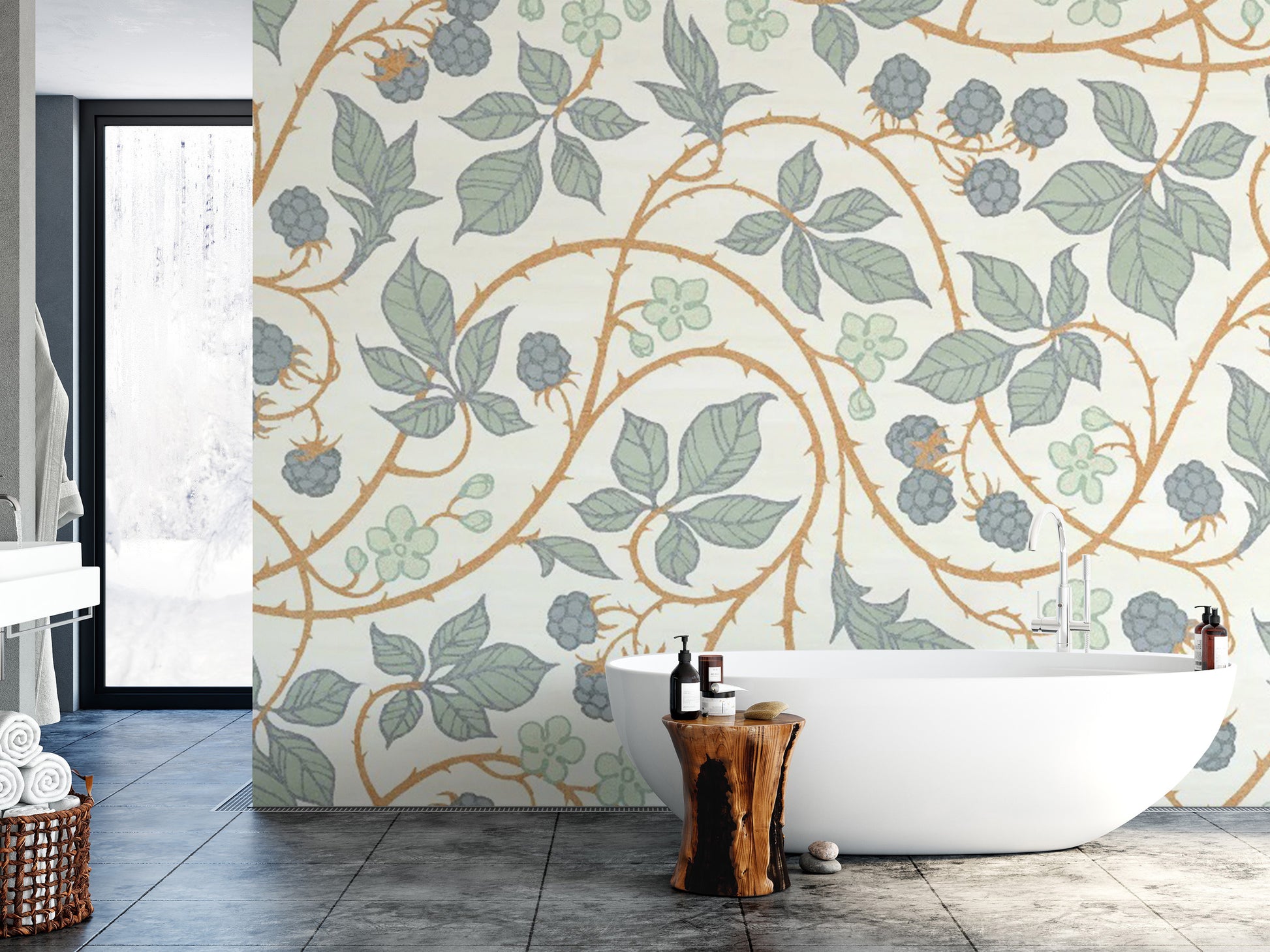 Stylish blackberry leaves wallpaper for walls
