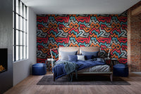 Creative colorful graffiti seamless wallpaper for statement walls.