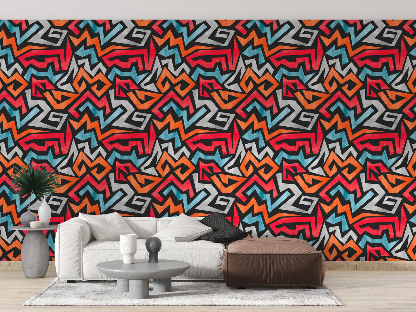 Urban graffiti seamless wallpaper for contemporary aesthetics.
