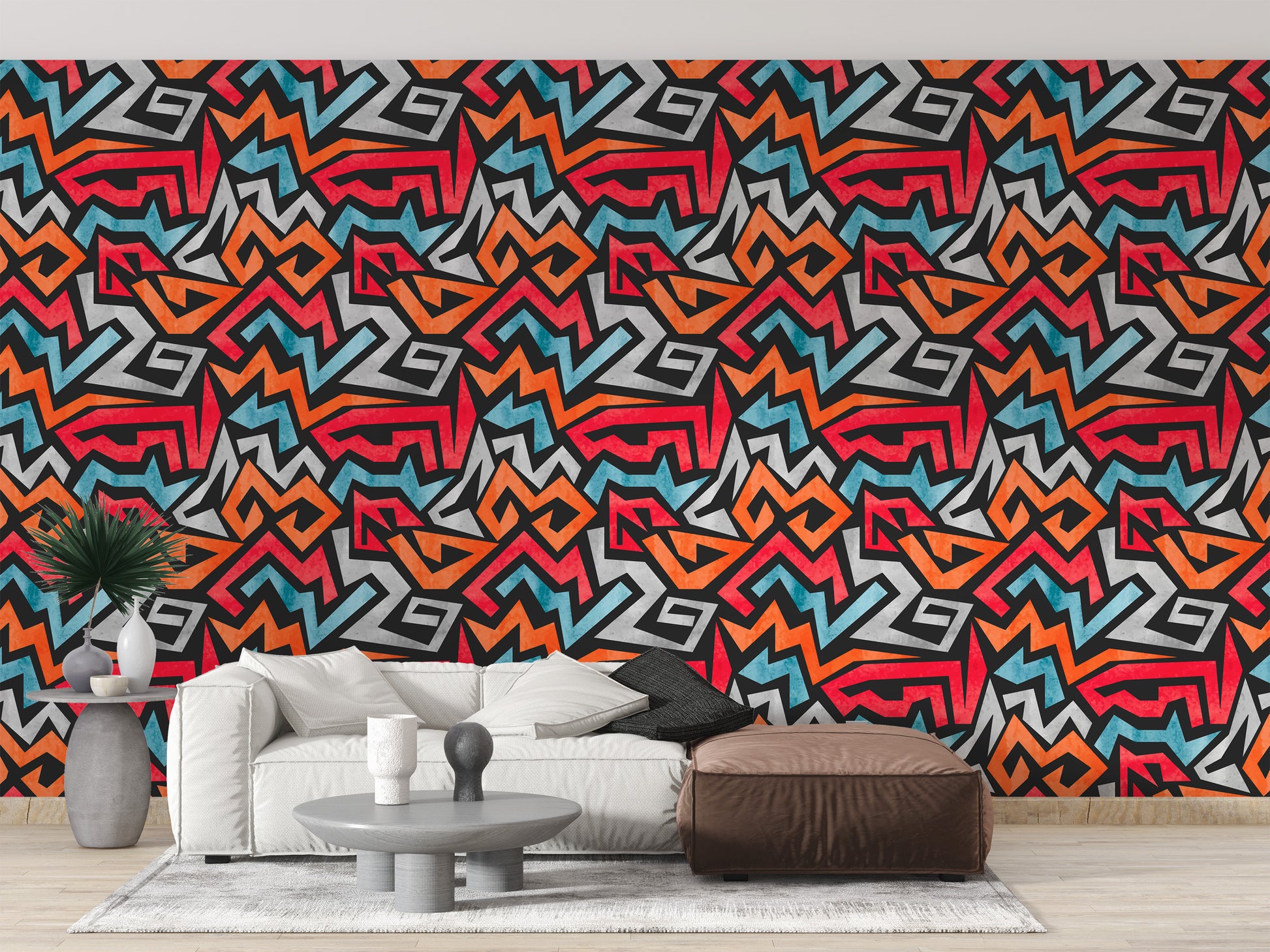 Urban graffiti seamless wallpaper for contemporary aesthetics.