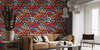 Dynamic graffiti seamless wallpaper for bold wall decor.