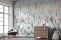 Ornate Painted Floral Pink Mural - Giffywalls