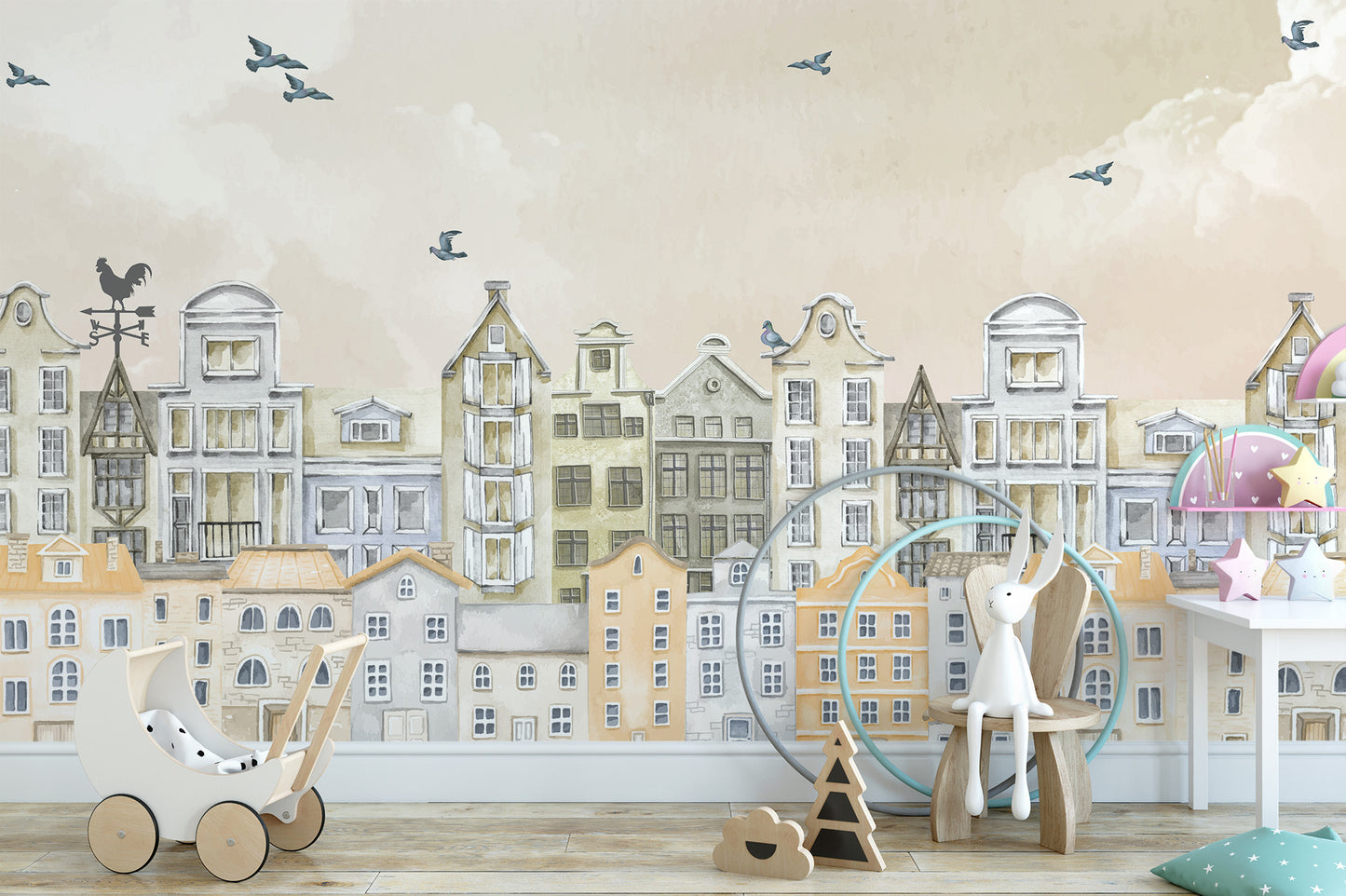 Charming Parisian nursery wall mural
