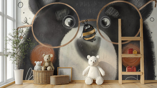 Fond d'écran de visage d'ours créatif mural