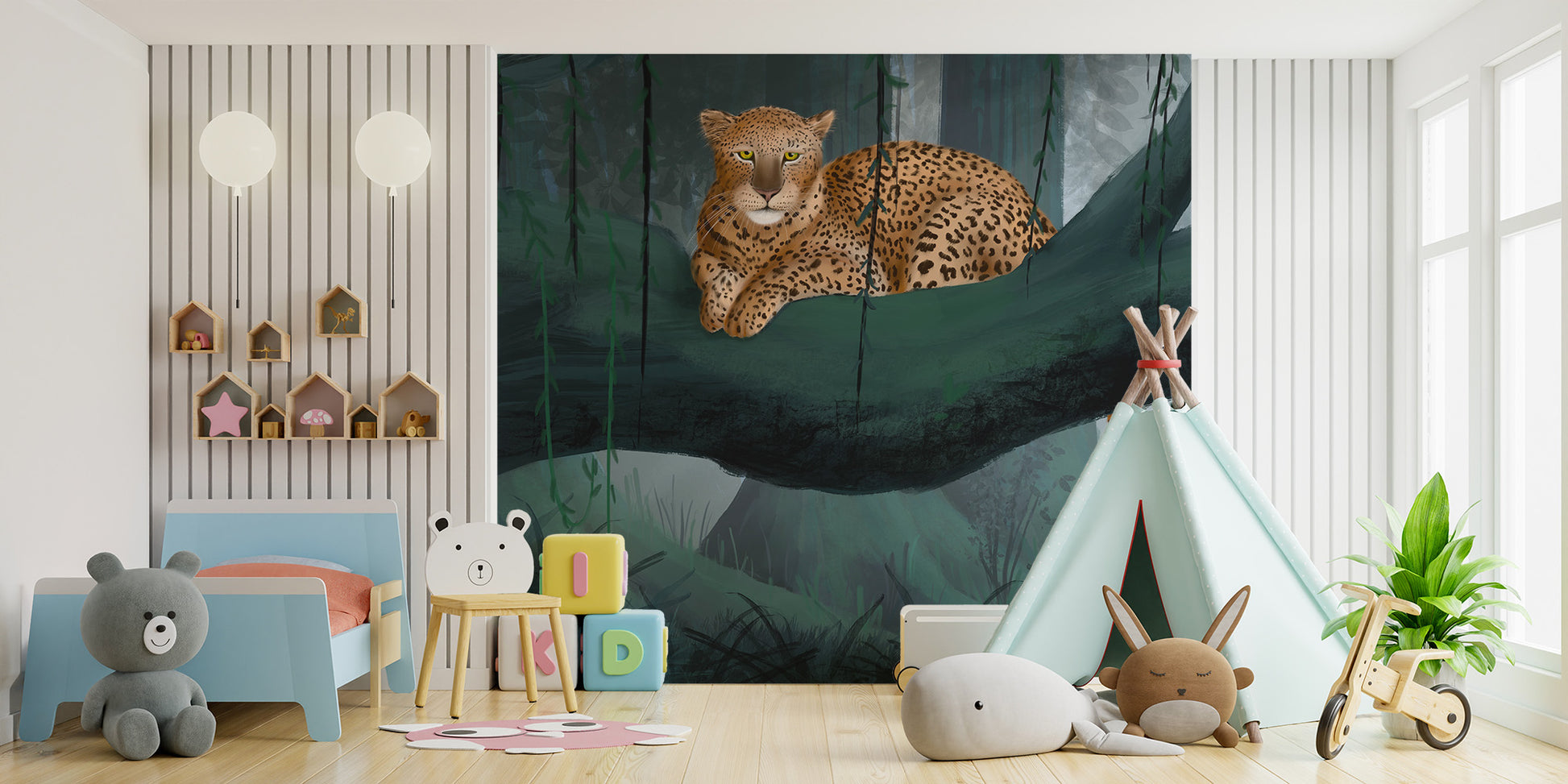 Leopard Rainforest Wall Mural - Giffywalls
