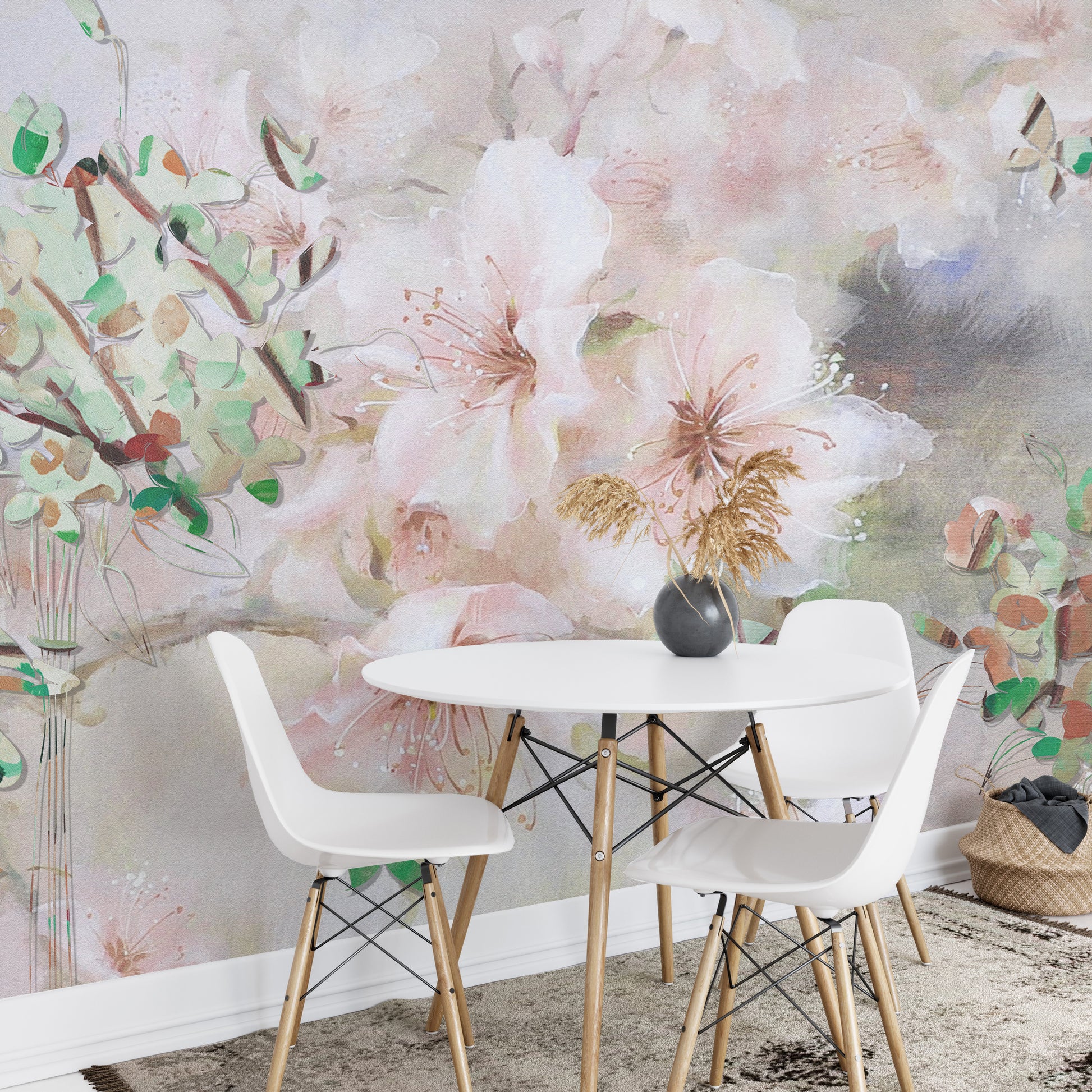 Watercolor Pink Sakura Flower Wallpaper Murals - Giffywalls