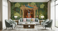 Shrinathji wall mural inspired by Nathdwara miniature painting style