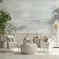 A calming abstract design wallpaper mural that defines a space.