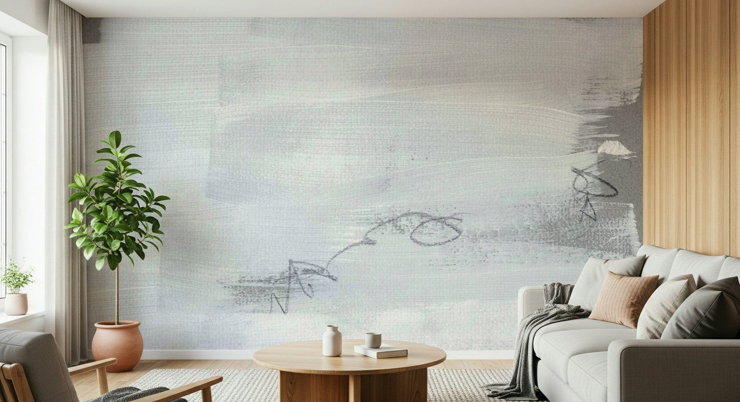 An artistic minimalist form mural for home decor.