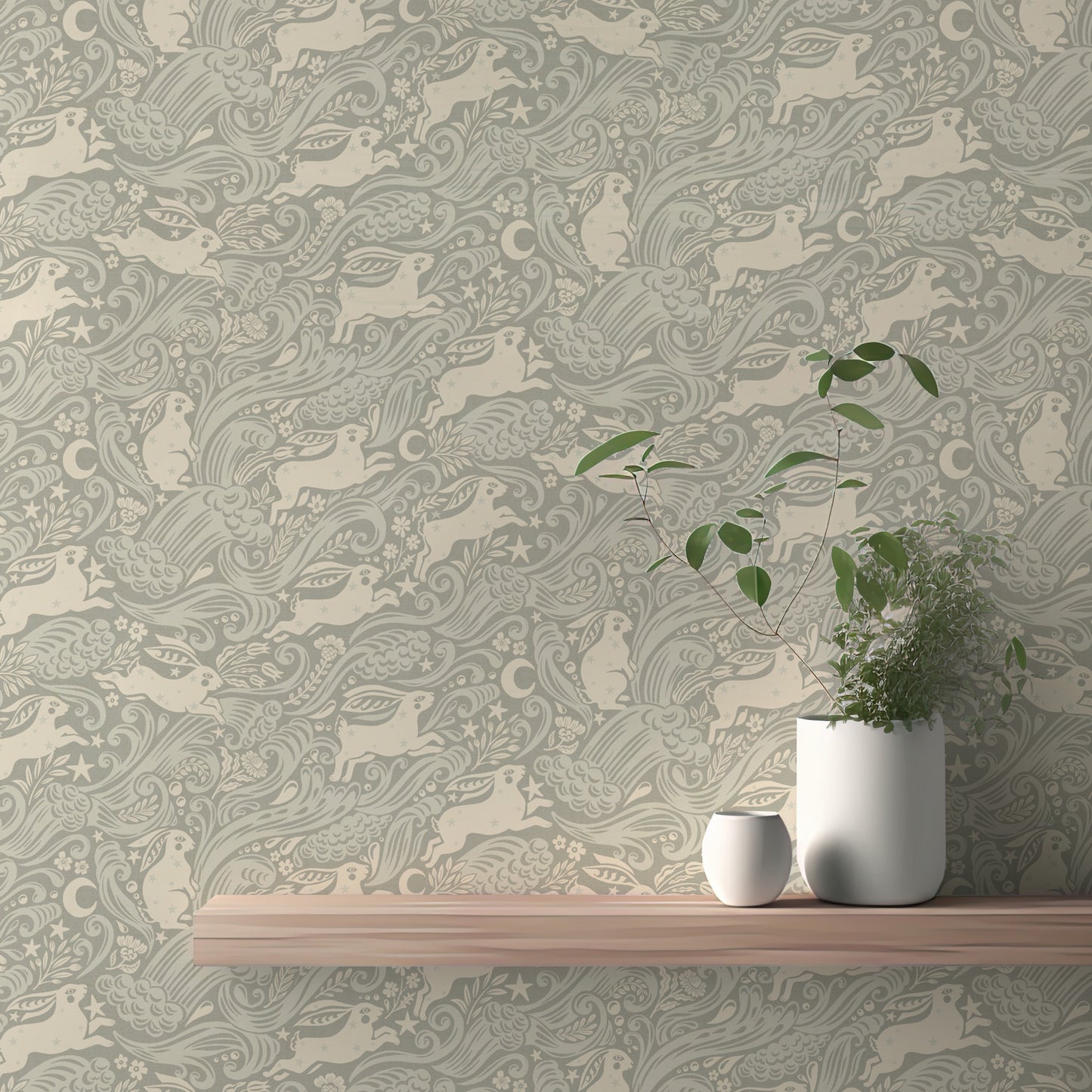 銀天の海のウサギの壁紙⁠