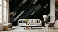 Abstract Silver Grey Charcoal Mural – Sophisticated layered pattern creating depth with grey and silver tones.