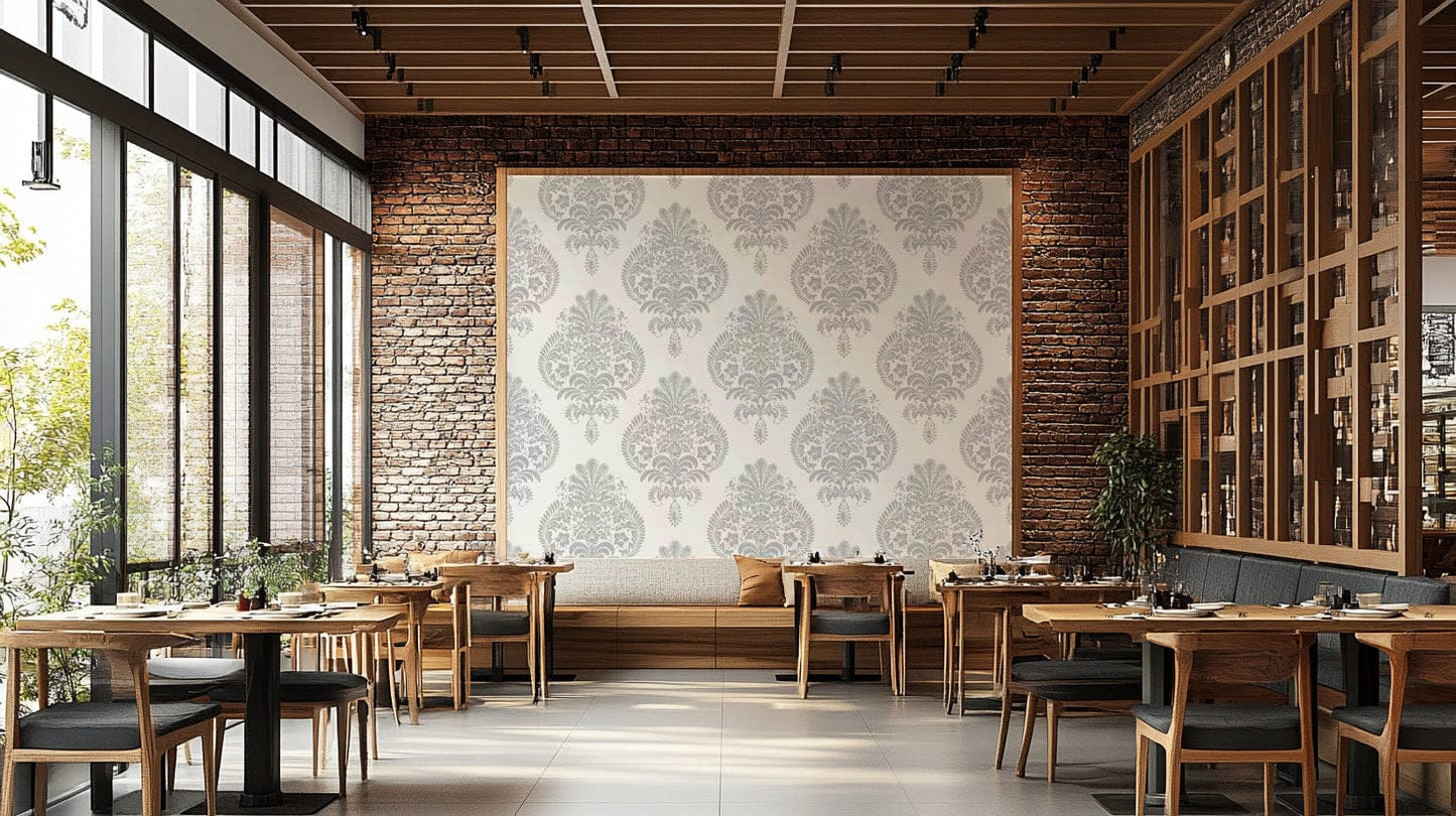 This wallpaper is suitable for a living room, a bedroom, or a formal dining area.
