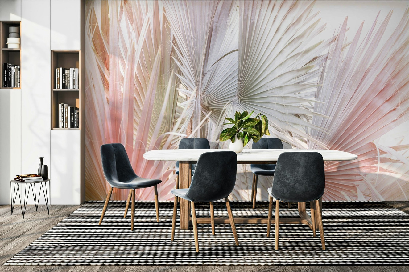 Tropical fan palm design with metallic finish


