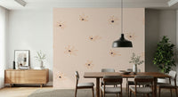 A calming floral design wallpaper mural that defines a space.