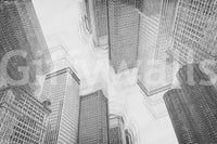 Cityscape Sketch wall covering for a chic, artistic urban interior aesthetic.