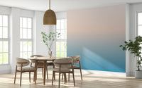 Skyline Fade mural. Elegant wall covering, soft peach blending into serene blue.