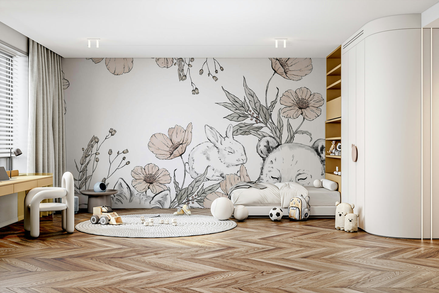 Slapende bosmuurschildering