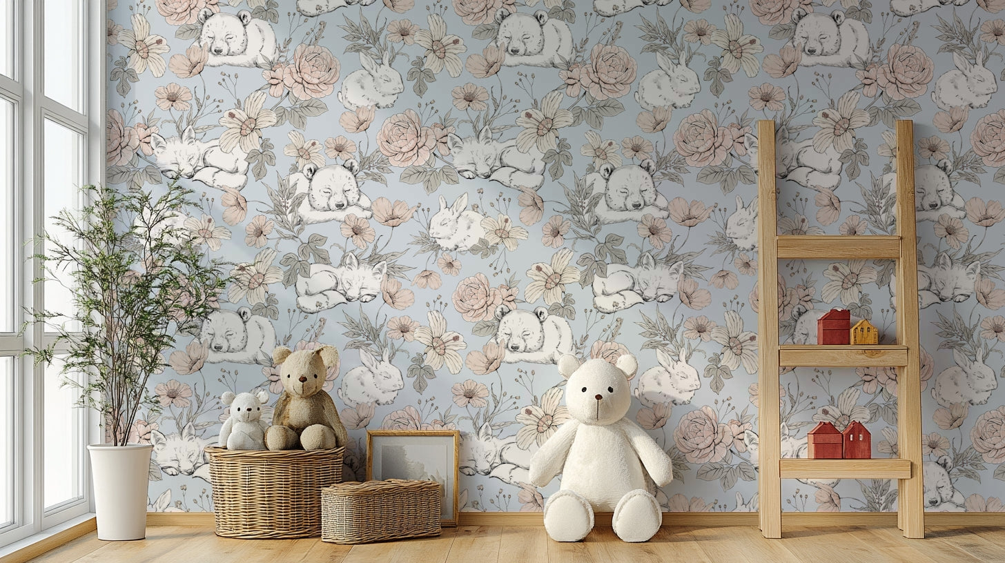 Nature-themed wallpaper for nursery décor

