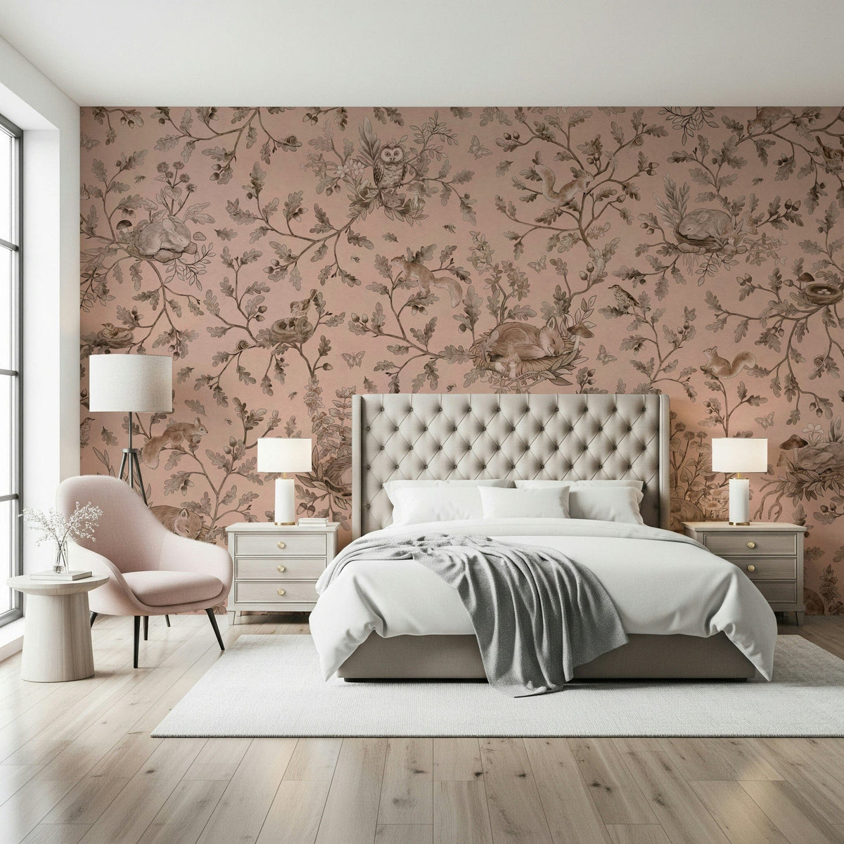 Sleepy Hollow Wall Mural featuring fog-covered trees under a haunting moonlit sky.