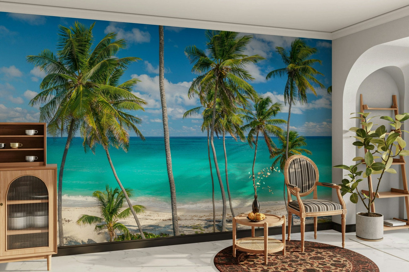 Slice of Paradise wallpaper for a living room.

