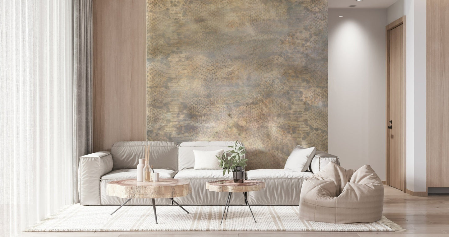 Snakeskin – Gold Wall Mural — elegant metallic snake texture for modern interiors.